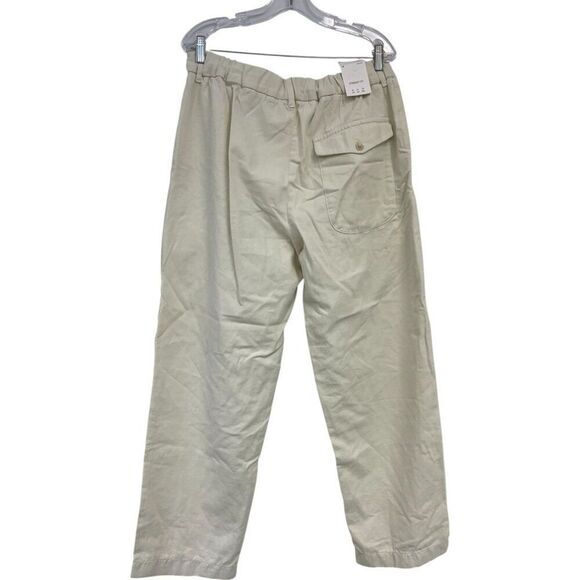 Zara Mens Pants XL Cream Ecru Relaxed Fit Pleated Cotton 8527/409 NWT - Picture 3 of 11